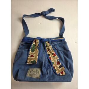 Denim Purse Handbag Handmade with Shoulder Strap and Magentic Closure Upcycled